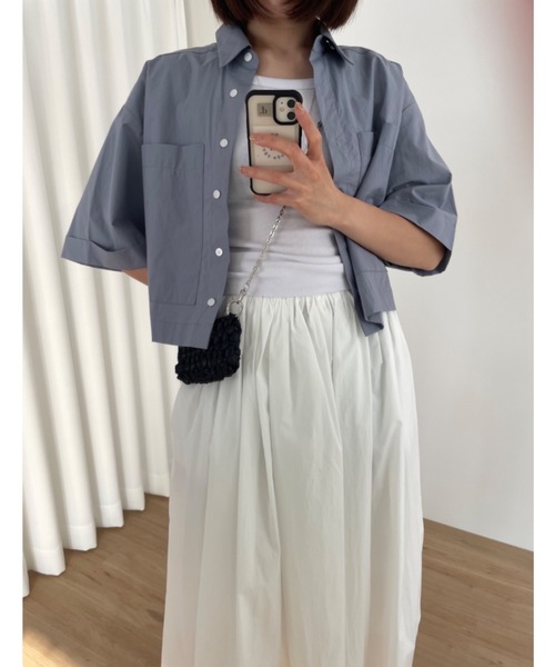 Didot.showroom（ディドット ショールーム）の「ボックスクロップドシャツ（シャツ/ブラウス・レディース・ホワイト/ピンク/ブルー/ミント・FREE）」の21枚目の写真