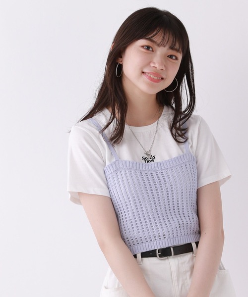repipi armario（レピピ アルマリオ）の「☆セットアイテム☆メッシュキャミ＆ロゴTシャツ（その他トップス・キッズ・ブルー/ブラック/アイボリー・MEDIUM/LARGE）」の3枚目の写真