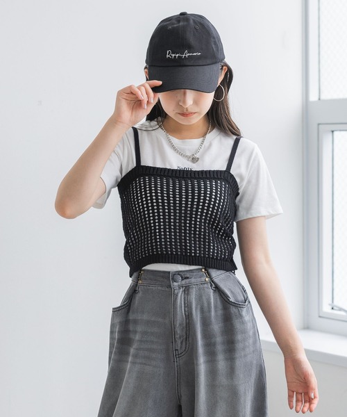 repipi armario（レピピ アルマリオ）の「☆セットアイテム☆メッシュキャミ＆ロゴTシャツ（その他トップス・キッズ・ブルー/ブラック/アイボリー・MEDIUM/LARGE）」の2枚目の写真