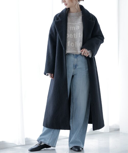 frames RAY CASSIN（フレームスレイカズン）の「ニットシャギーチェスターコート（チェスターコート・レディース・チャコールグレー/ブラック/グレイッシュベージュ・FREE）」の6枚目の写真