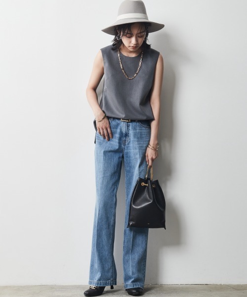 CHIC STYLE（シックスタイル）の「＜大きいサイズ＞ノースリーブブラウス シックスタイル（シャツ/ブラウス・レディース・グレー/ブラック・3L/5L/L/4L/LL）」の6枚目の写真