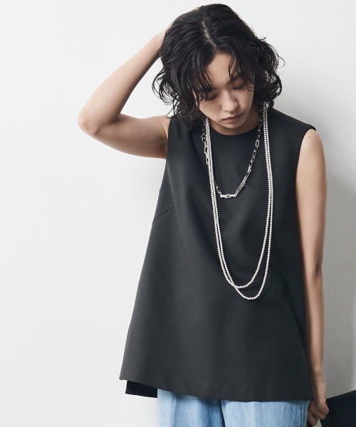 CHIC STYLE（シックスタイル）の「＜大きいサイズ＞ノースリーブブラウス シックスタイル（シャツ/ブラウス・レディース・グレー/ブラック・3L/5L/L/4L/LL）」の14枚目の写真