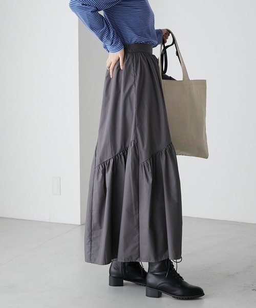 BONLECILL（ボンルシール）の「アシンメトリー変形切替ギャザースカート（スカート・レディース・チャコールグレー/アイボリー/ブラック/カーキ・FREE）」の22枚目の写真