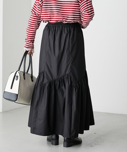 BONLECILL（ボンルシール）の「アシンメトリー変形切替ギャザースカート（スカート・レディース・チャコールグレー/アイボリー/ブラック/カーキ・FREE）」の15枚目の写真