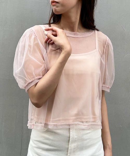 INGNI(イング)の「2Wayチュールリボントップスキャミセット(Tシャツ/カットソー・レディース・ブラック/ライトピンク/オフホワイト・M)」の3枚目の写真