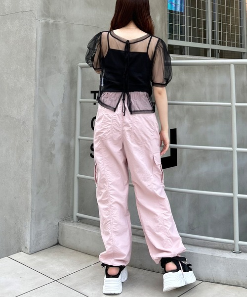 INGNI(イング)の「2Wayチュールリボントップスキャミセット(Tシャツ/カットソー・レディース・ブラック/ライトピンク/オフホワイト・M)」の15枚目の写真