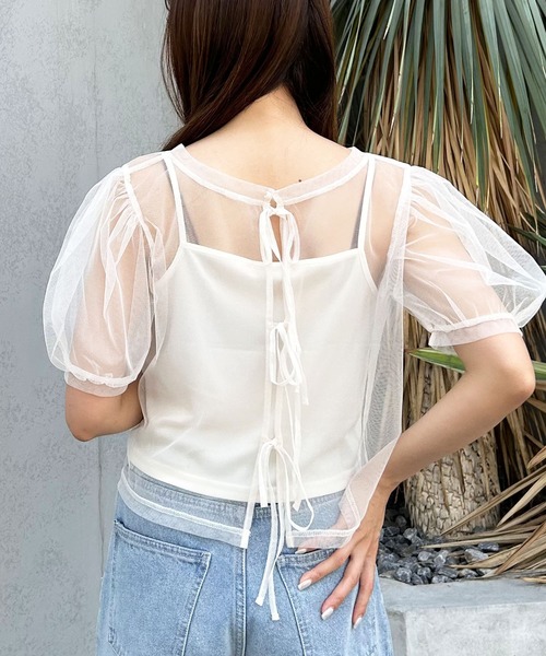 INGNI(イング)の「2Wayチュールリボントップスキャミセット(Tシャツ/カットソー・レディース・ブラック/ライトピンク/オフホワイト・M)」の8枚目の写真