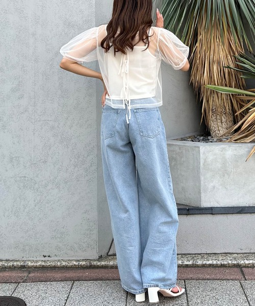 INGNI(イング)の「2Wayチュールリボントップスキャミセット(Tシャツ/カットソー・レディース・ブラック/ライトピンク/オフホワイト・M)」の11枚目の写真