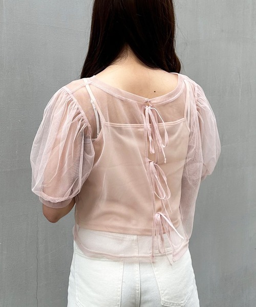 INGNI(イング)の「2Wayチュールリボントップスキャミセット(Tシャツ/カットソー・レディース・ブラック/ライトピンク/オフホワイト・M)」の16枚目の写真