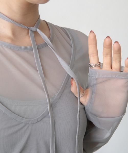 VACANCY(ヴァカンシー)の「レイヤードシアートップス(Tシャツ/カットソー・レディース・ブラック/ブルー/グレー/グリーン・FREE)」の7枚目の写真