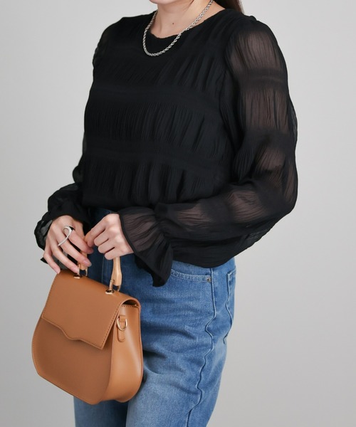 sakishimatokyo（サキシマトーキョー）の「シャーリングデザインブラウス（シャツ/ブラウス・レディース・ライトベージュ/ブラック・FREE）」の11枚目の写真