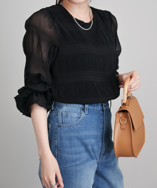 sakishimatokyo（サキシマトーキョー）の「シャーリングデザインブラウス（シャツ/ブラウス・レディース・ライトベージュ/ブラック・FREE）」の10枚目の写真