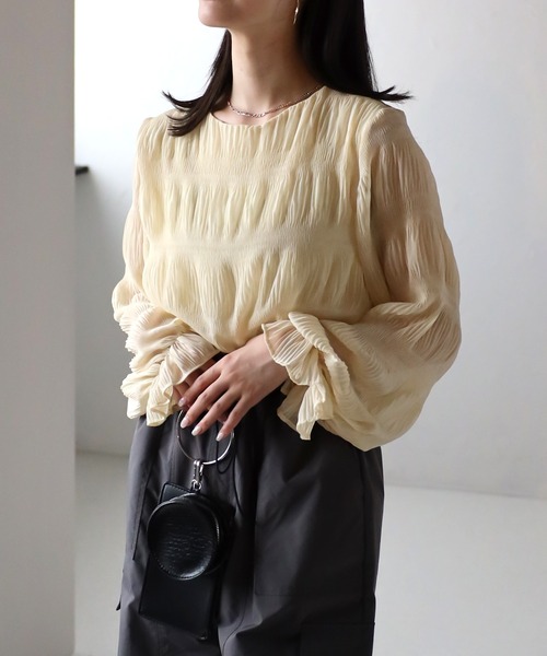 sakishimatokyo（サキシマトーキョー）の「シャーリングデザインブラウス（シャツ/ブラウス・レディース・ライトベージュ/ブラック・FREE）」の14枚目の写真