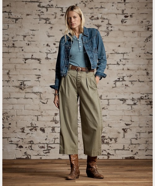 RRL(ダブル アール エル)の「コットン クロップド ワイドレッグ パンツ(その他パンツ・レディース・グリーン系1・24/25/26/27/28/29)」の1枚目の写真