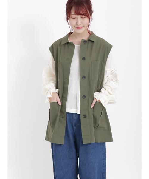 Samansa Mos2（サマンサ モスモス）の「ミリタリーベスト（ベスト・レディース・カーキ/ベージュ・F）」の2枚目の写真