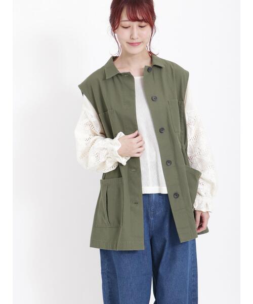 Samansa Mos2（サマンサ モスモス）の「ミリタリーベスト（ベスト・レディース・カーキ/ベージュ・F）」の11枚目の写真