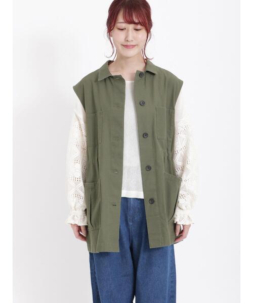 Samansa Mos2（サマンサ モスモス）の「ミリタリーベスト（ベスト・レディース・カーキ/ベージュ・F）」の12枚目の写真