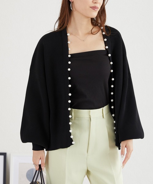 acro（アクロ）の「パールニットカーディガン/AC3312（カーディガン/ボレロ・レディース・イエロー/ベージュ/グレー/ブルー/ブラック/アイボリー・ﾌﾘ-）」の16枚目の写真