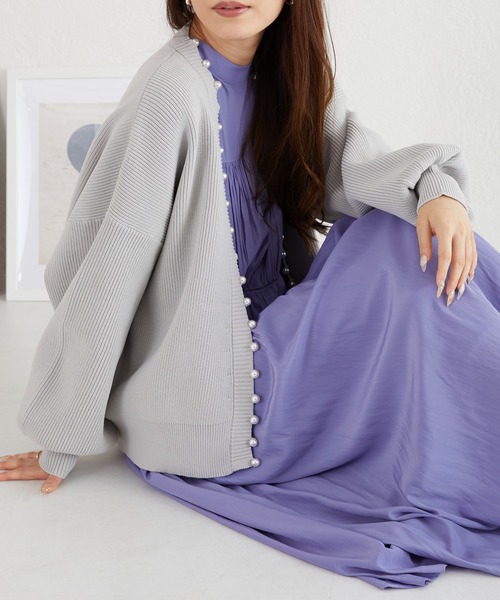 acro（アクロ）の「パールニットカーディガン/AC3312（カーディガン/ボレロ・レディース・イエロー/ベージュ/グレー/ブルー/ブラック/アイボリー・ﾌﾘ-）」の18枚目の写真