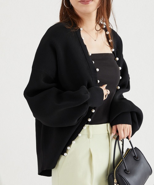 acro（アクロ）の「パールニットカーディガン/AC3312（カーディガン/ボレロ・レディース・イエロー/ベージュ/グレー/ブルー/ブラック/アイボリー・ﾌﾘ-）」の17枚目の写真