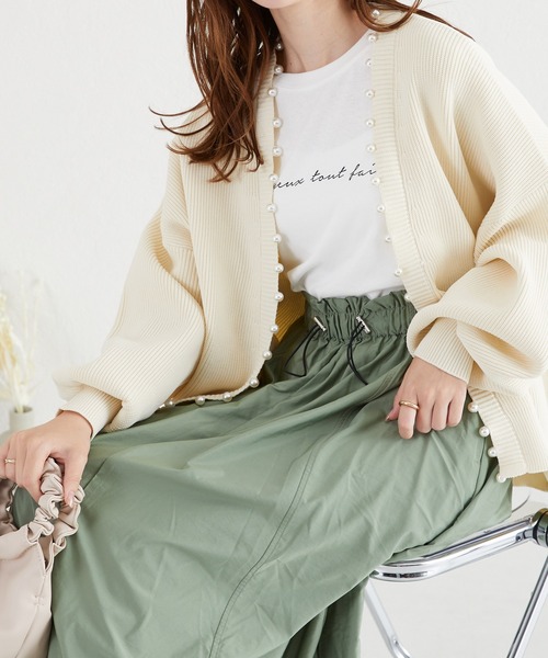 acro（アクロ）の「パールニットカーディガン/AC3312（カーディガン/ボレロ・レディース・イエロー/ベージュ/グレー/ブルー/ブラック/アイボリー・ﾌﾘ-）」の9枚目の写真