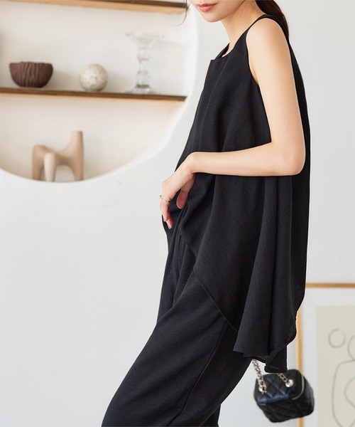 KOBE LETTUCE（コウベレタス）の「リネン風ノースリーブセットアップ（セットアップ・レディース・ブラック/ベージュ・M）」の12枚目の写真