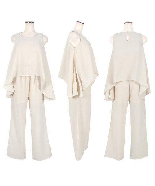 KOBE LETTUCE（コウベレタス）の「リネン風ノースリーブセットアップ（セットアップ・レディース・ブラック/ベージュ・M）」の9枚目の写真