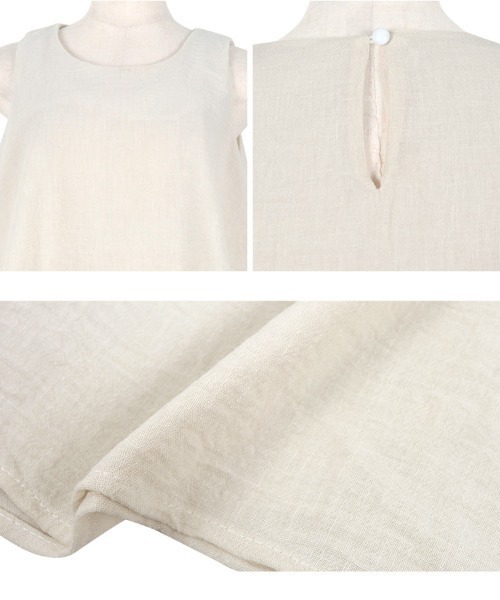KOBE LETTUCE（コウベレタス）の「リネン風ノースリーブセットアップ（セットアップ・レディース・ブラック/ベージュ・M）」の4枚目の写真