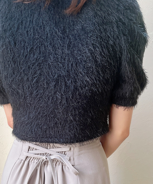 MIIA（ミーア）の「ふわふわシャーリングカーディガン（カーディガン/ボレロ・レディース・ブラック/ベージュ/オフホワイト・FREE）」の15枚目の写真