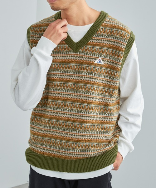 GEVACO（ゲバコ）の「【GEVACO】ジャガードニットベスト（ベスト・メンズ・ネイビー/ホワイト/カーキ・LARGE）」の15枚目の写真