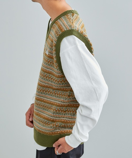 GEVACO（ゲバコ）の「【GEVACO】ジャガードニットベスト（ベスト・メンズ・ネイビー/ホワイト/カーキ・LARGE）」の17枚目の写真