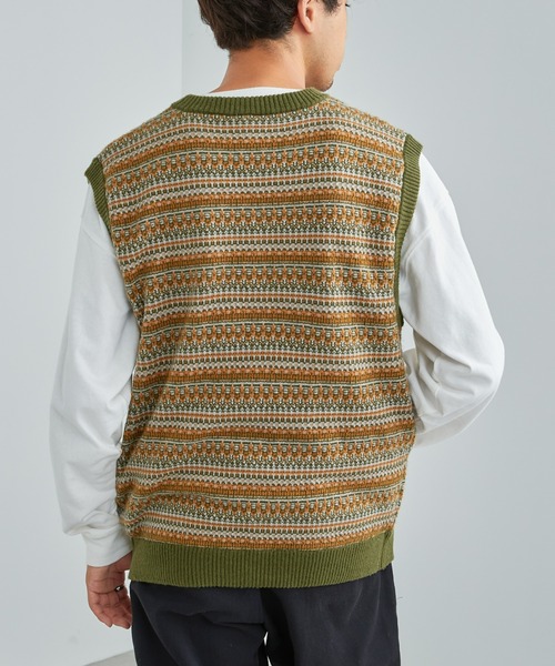 GEVACO（ゲバコ）の「【GEVACO】ジャガードニットベスト（ベスト・メンズ・ネイビー/ホワイト/カーキ・LARGE）」の19枚目の写真