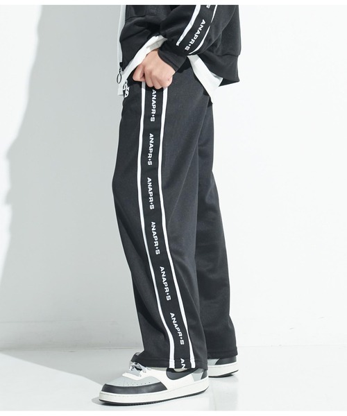 ANAP GｉRL（アナップガール）の「R+S吸水速乾付きラインジャージパンツ（その他パンツ・キッズ・ブラック/ライトブルー・S/M/XS）」の3枚目の写真