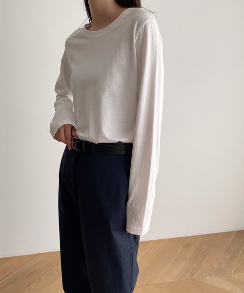 CANAL JEAN（キャナルジーン）の「El mar　BASICコットンロングTシャツ（Tシャツ/カットソー・レディース・ホワイト・ONE SIZE）」の2枚目の写真