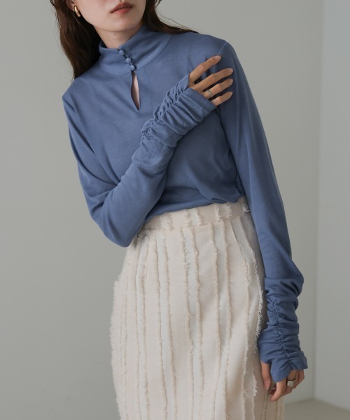 Bab（バブ）の「前後2WAYプチハイカットソー（Tシャツ/カットソー・レディース・ブルー/ブラック/オフホワイト/ブラウン/ライトグリーン・FREE）」の5枚目の写真