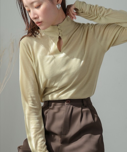 Bab（バブ）の「前後2WAYプチハイカットソー（Tシャツ/カットソー・レディース・ブルー/ブラック/オフホワイト/ブラウン/ライトグリーン・FREE）」の4枚目の写真