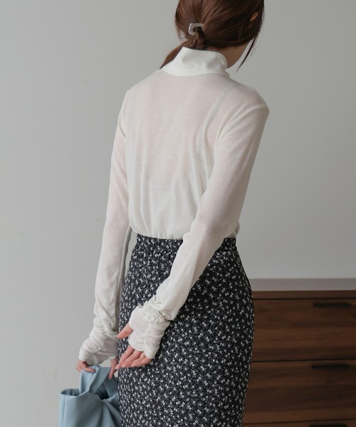 Bab（バブ）の「前後2WAYプチハイカットソー（Tシャツ/カットソー・レディース・ブルー/ブラック/オフホワイト/ブラウン/ライトグリーン・FREE）」の8枚目の写真