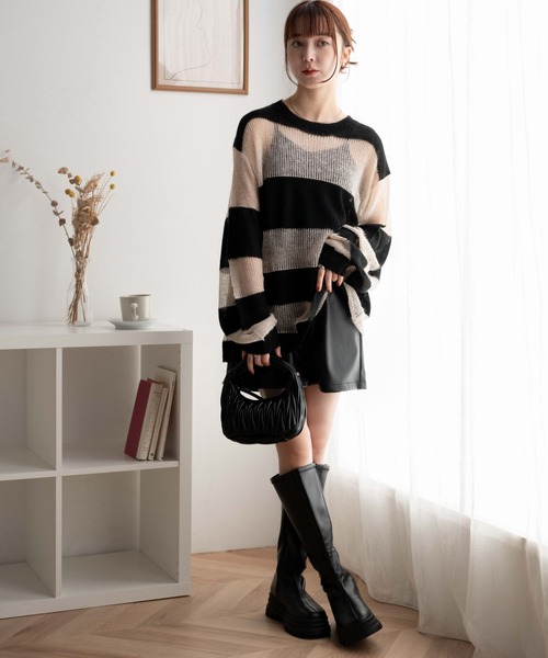 WEGO（ウィゴー）の「WEGO/ボーダーメッシュビッグプルオーバー（ニット/セーター・レディース・オレンジ/ブルー/ブラック系その他5・FREE）」の22枚目の写真