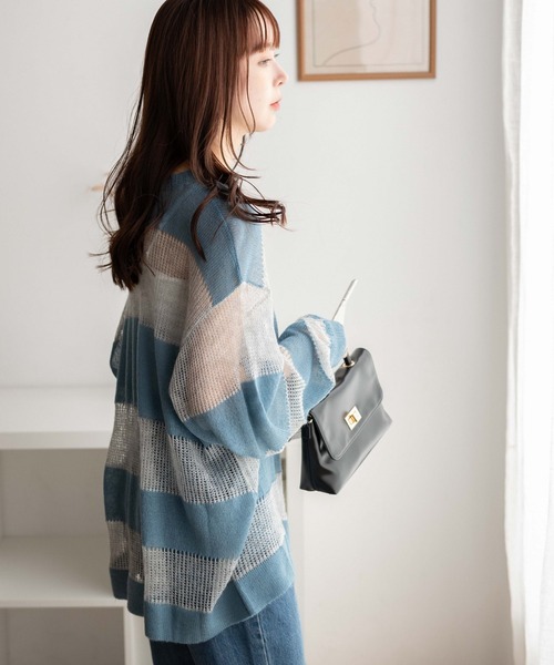 WEGO（ウィゴー）の「WEGO/ボーダーメッシュビッグプルオーバー（ニット/セーター・レディース・オレンジ/ブルー/ブラック系その他5・FREE）」の20枚目の写真