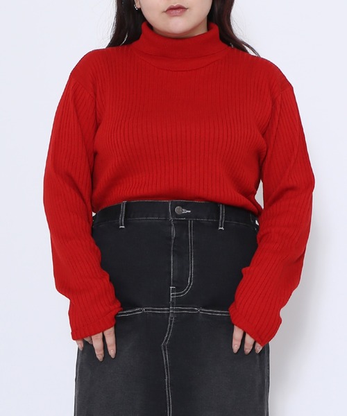 PUNYUS（プニュズ）の「タートルネックニット（ニット/セーター・レディース・ブラック/レッド/オフホワイト・3/2/4/1）」の3枚目の写真