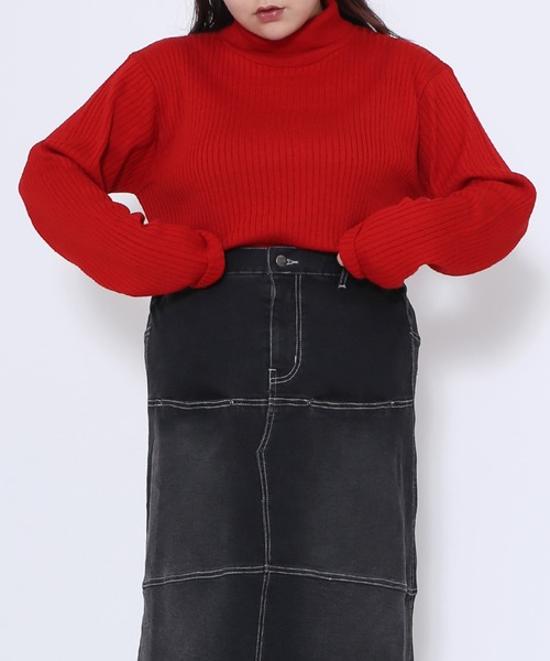 PUNYUS（プニュズ）の「タートルネックニット（ニット/セーター・レディース・ブラック/レッド/オフホワイト・3/2/4/1）」の18枚目の写真