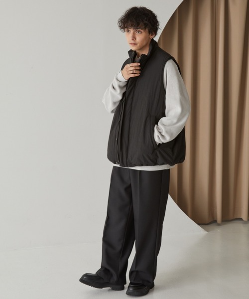 MONO-MART（モノマート）の「撥水ナイロンオーバースタンドパテッドベスト（ダウンベスト・メンズ・ライトグレー/ネイビー/ブラック・M/L）」の22枚目の写真