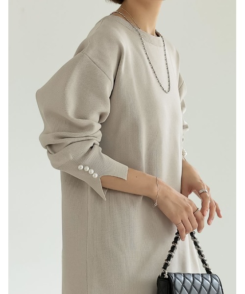 Re:EDIT（リエディ）の「[低身長サイズ有]ミラノリブ袖パールスポンジ  