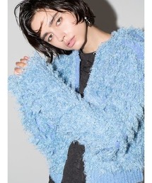 styling/ | ミックスヤーンニットジャケット(ノーカラージャケット)