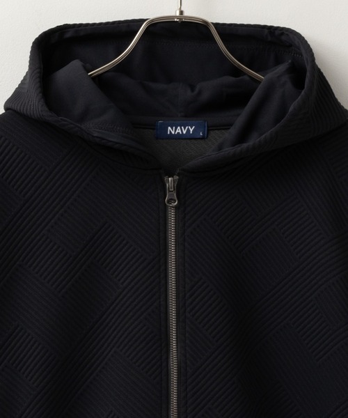 セール】NAVY デザインキルトジップパーカー（パーカー）｜NAVY