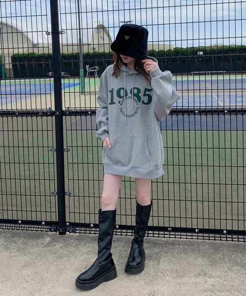 non-hedge（ノンヘッジ）の「サークルロゴ刺繍ビッグパーカー（パーカー・レディース・オートミール/ブラック/ピンク/グレー・FREE）」の5枚目の写真