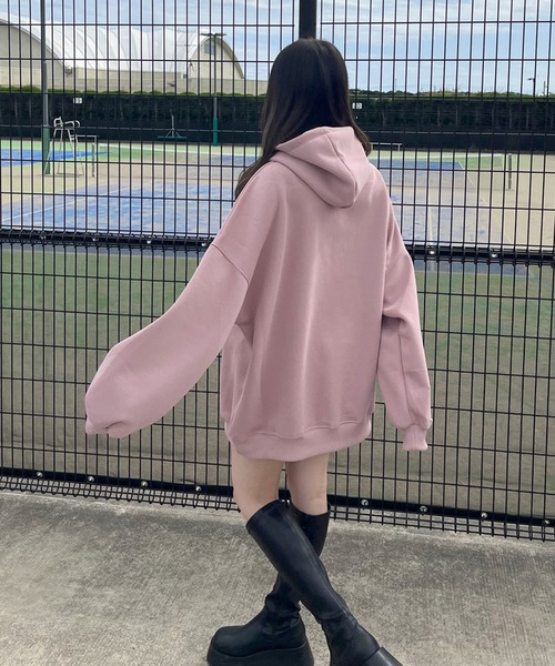 non-hedge（ノンヘッジ）の「サークルロゴ刺繍ビッグパーカー（パーカー・レディース・オートミール/ブラック/ピンク/グレー・FREE）」の9枚目の写真