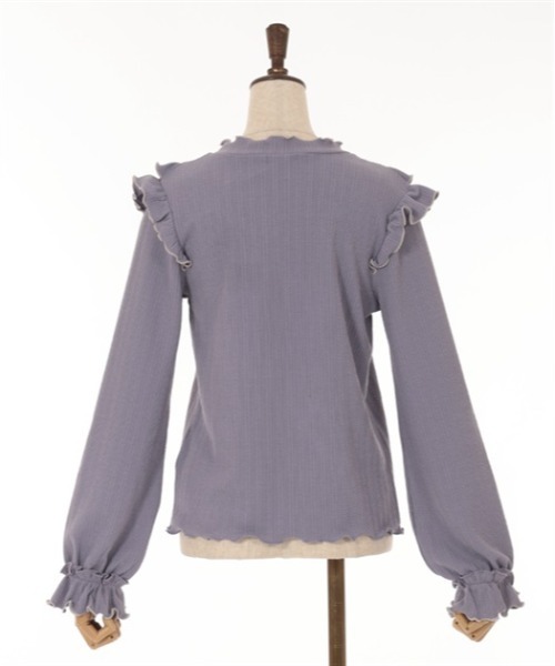 axes femme(アクシーズファム)の「ビジュー付配色フリルプルオーバー(Tシャツ/カットソー・レディース・ブルー/ホワイト/ラベンダー・FREE)」の9枚目の写真