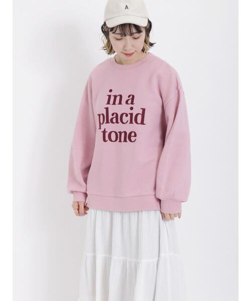 Samansa Mos2(サマンサ モスモス)の「飛び裏毛微起毛ロゴ刺繍スウェット(Tシャツ/カットソー・レディース・キナリ/ブラック/ピンク/グリーン・F)」の4枚目の写真