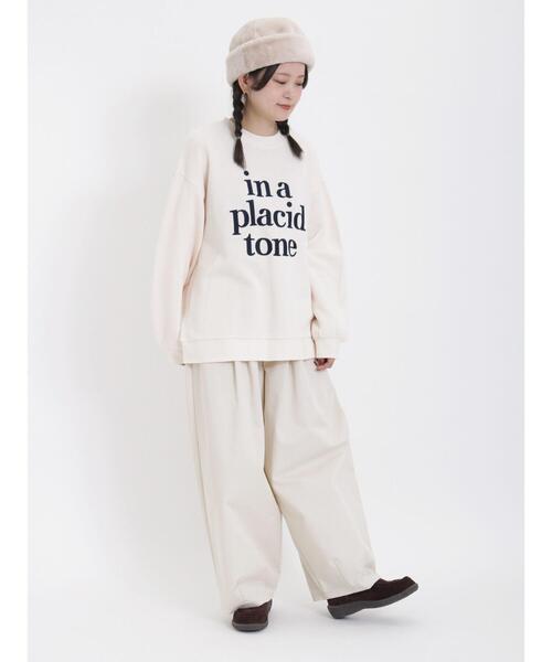 Samansa Mos2(サマンサ モスモス)の「飛び裏毛微起毛ロゴ刺繍スウェット(Tシャツ/カットソー・レディース・キナリ/ブラック/ピンク/グリーン・F)」の21枚目の写真